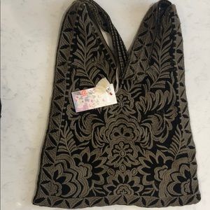 Johnny Was Green Embroidered Velvet Bag. NWT.